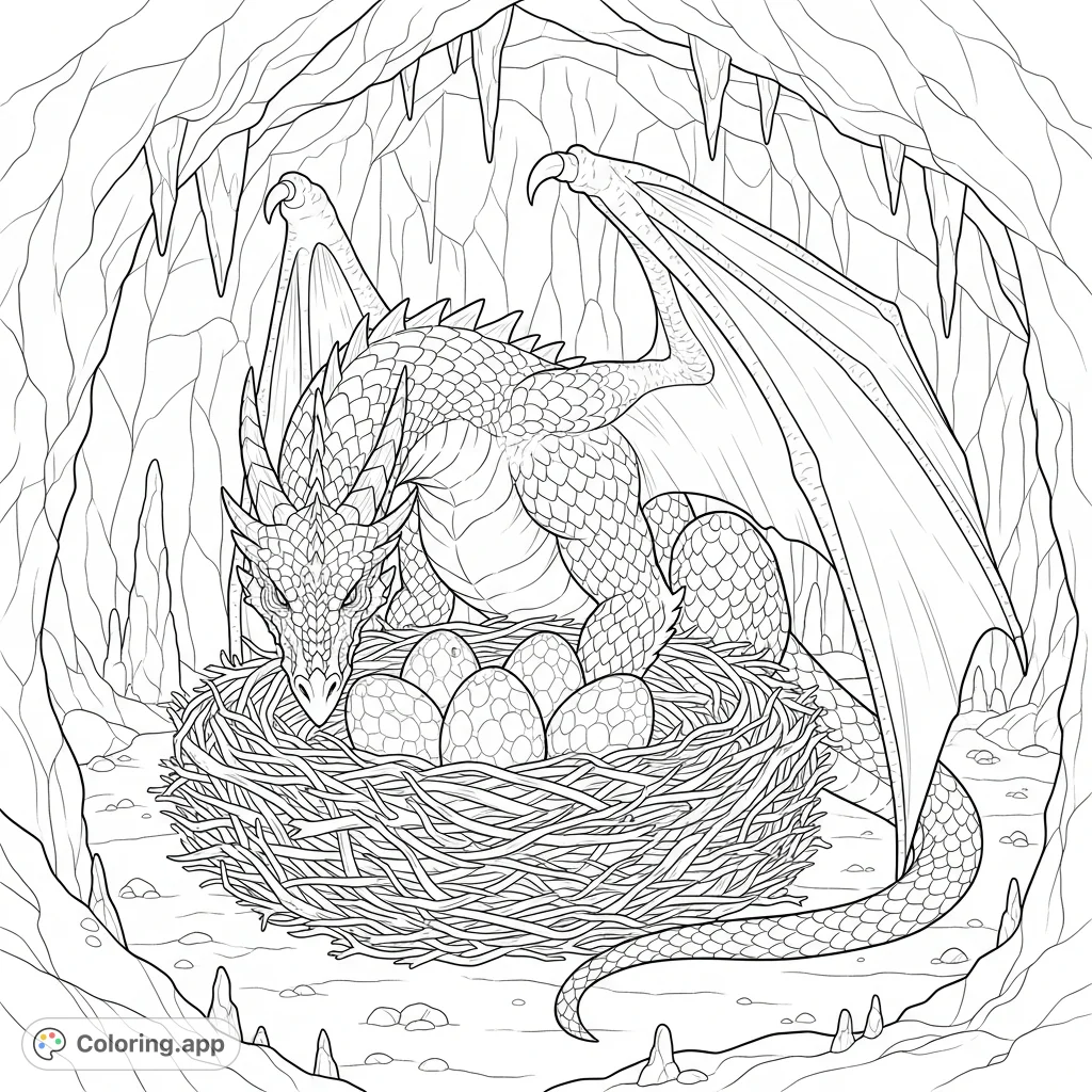 Protector Coloring Pages Dragon's Vigil: Nest Protector - Coloring.app
