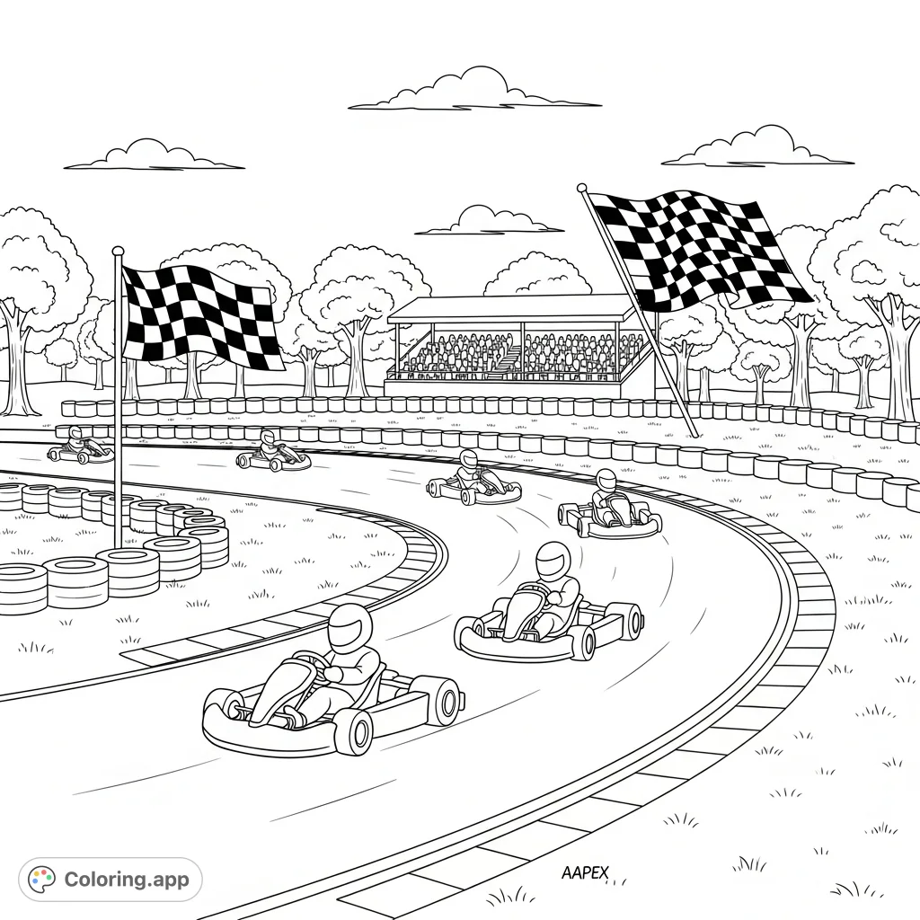 dynamic kart racing track coloring page dynamic kart racing track - coloring.app