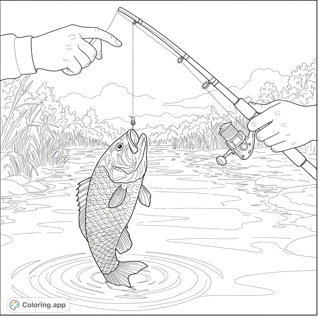 Catch Coloring Exciting Fish Catch - Coloring.app