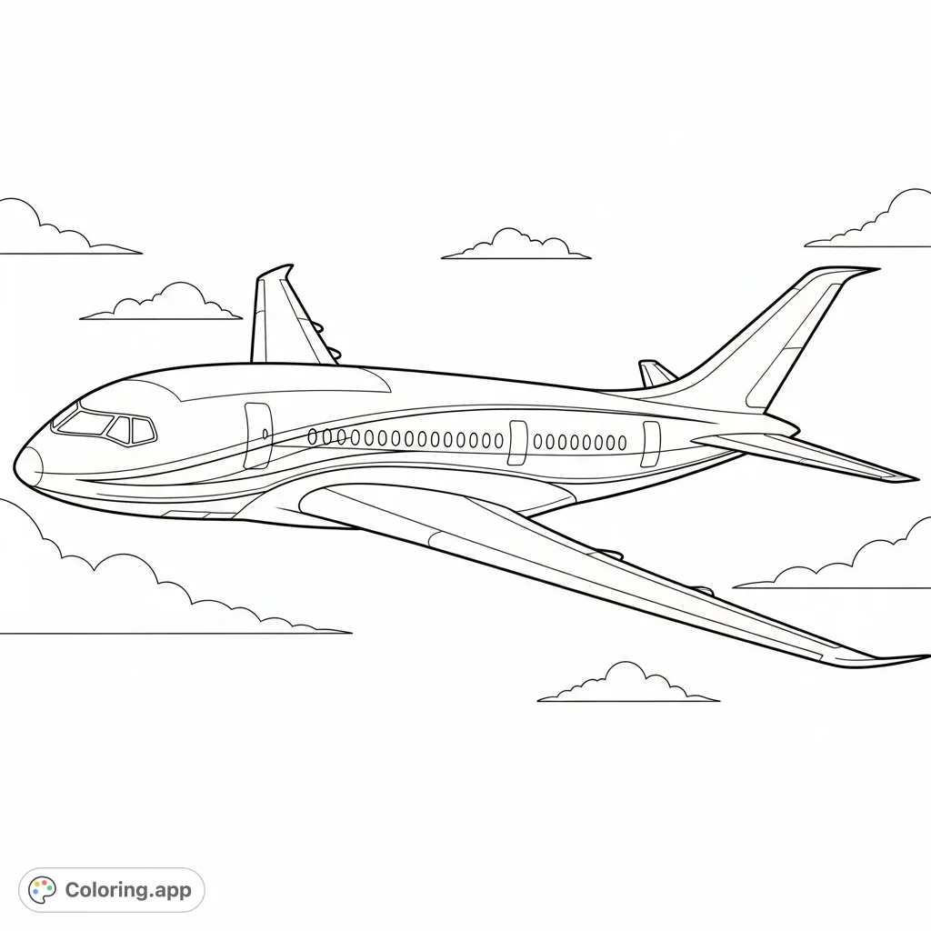 An advanced airliner concept with a highly curved, aerodynamic body and sleek, clean outlines. Features integrated wings and tail, set against a stylized sky.