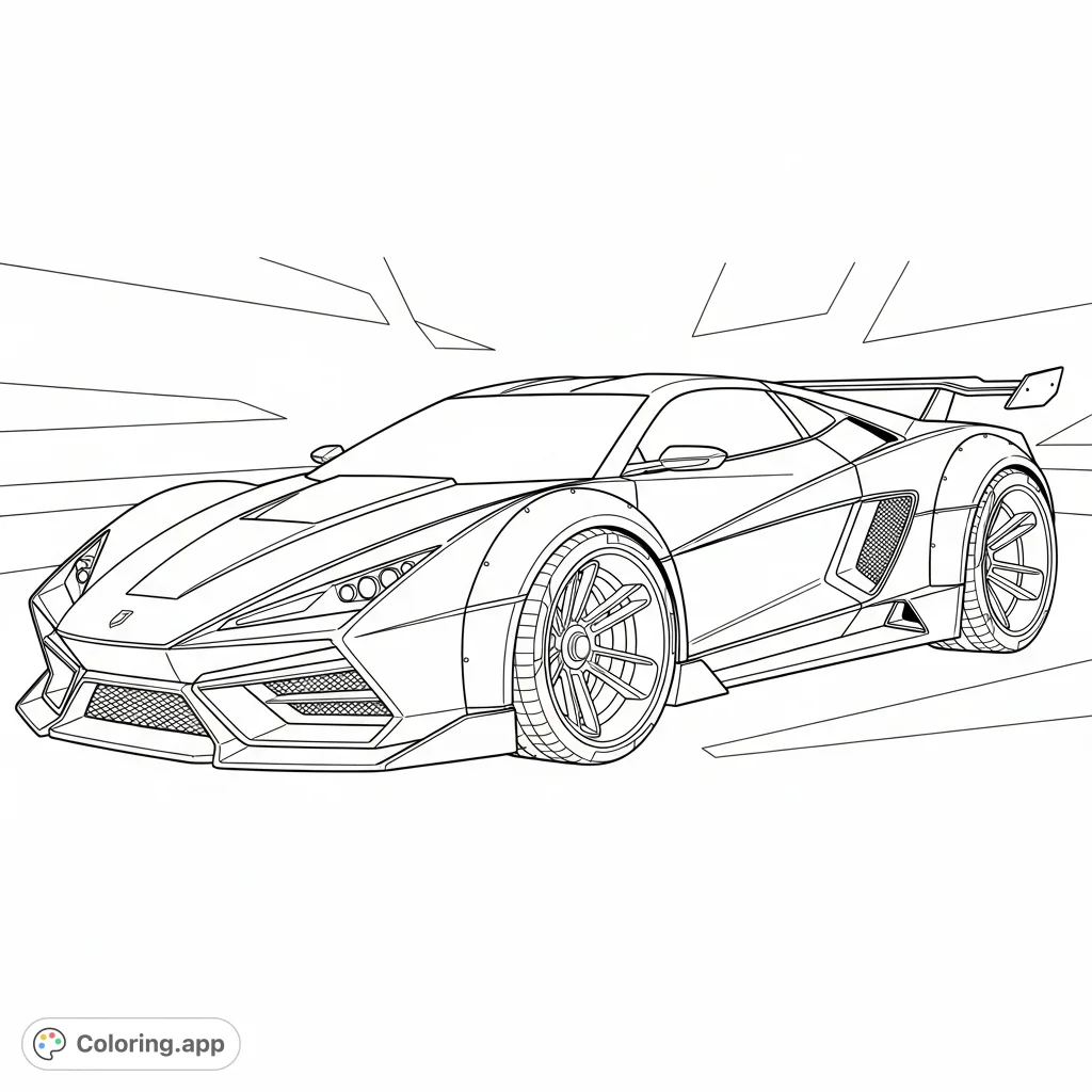 A high-octane futuristic tuner concept car, featuring a sleek, aerodynamic body, prominent large wheels, and dynamic, bold line work.