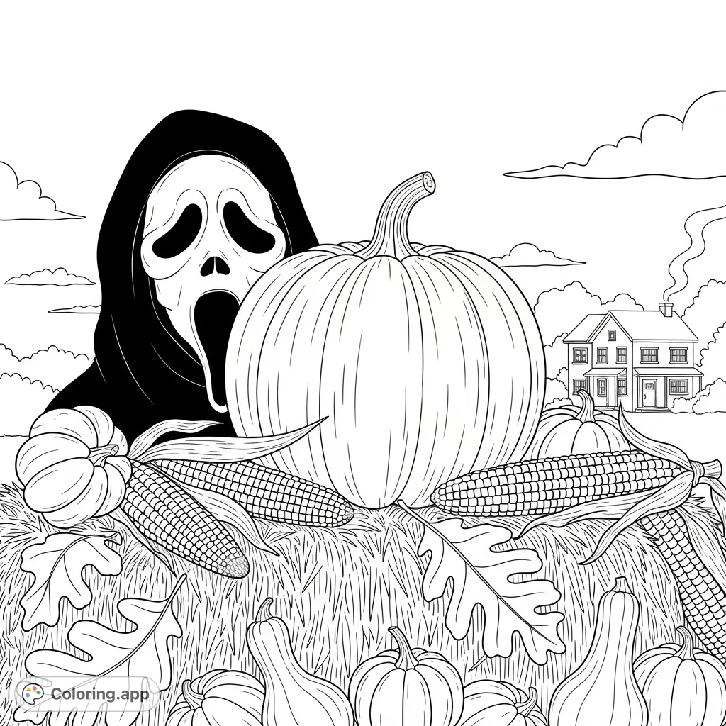 Ghostface Autumn Pumpkin Scene - Coloring.app
