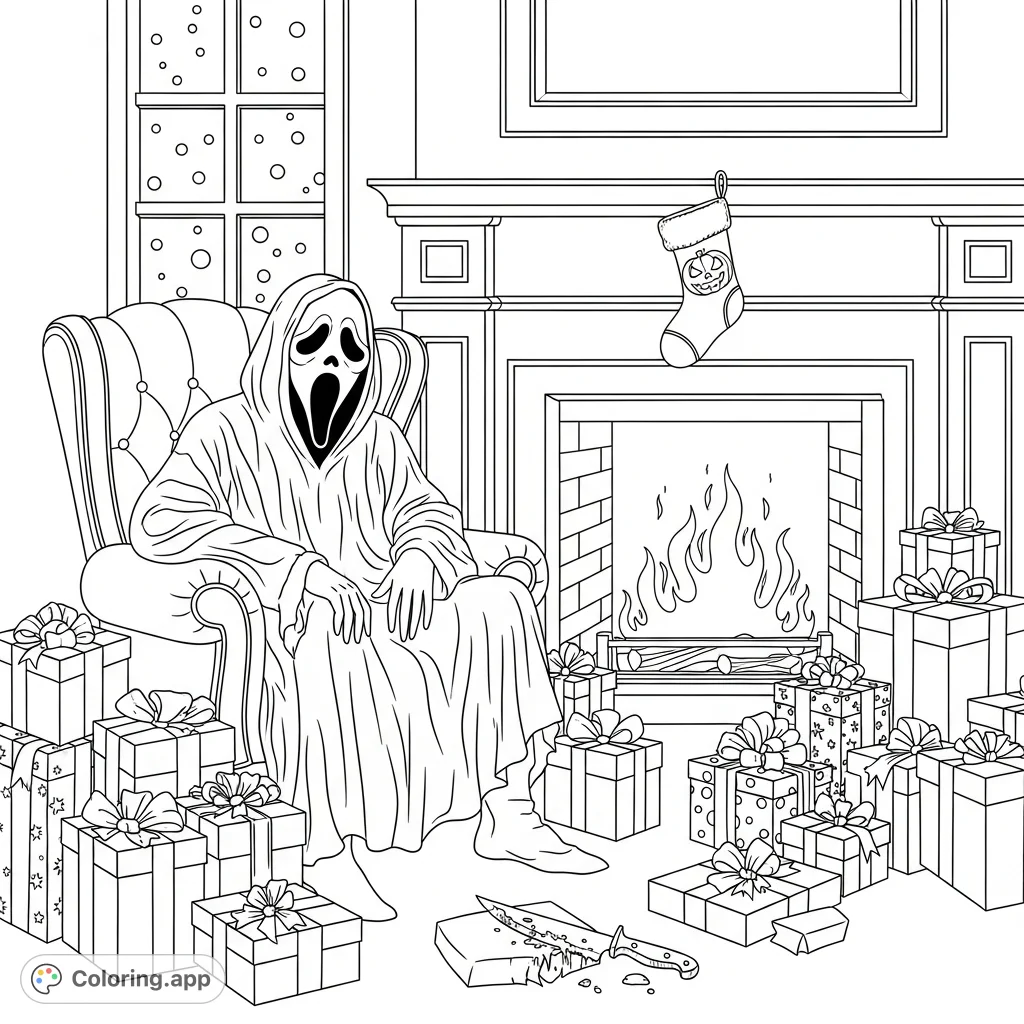 Slasher Coloring Pages Ghostface Festive Slasher Scene - Coloring.app