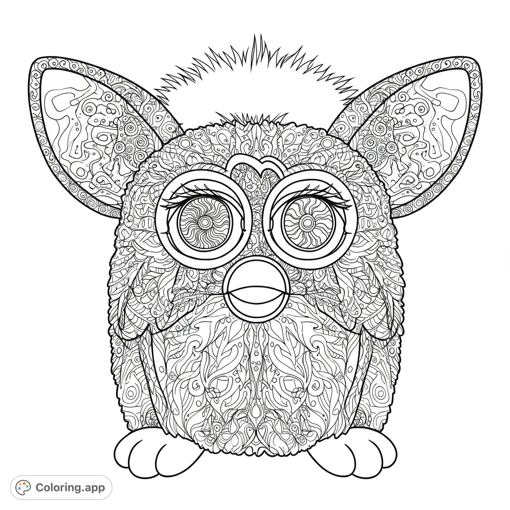 An adorable, fluffy creature adorned with intricate, swirling patterns, offering a delightful challenge for mindful coloring. A free printable coloring page for all ages.