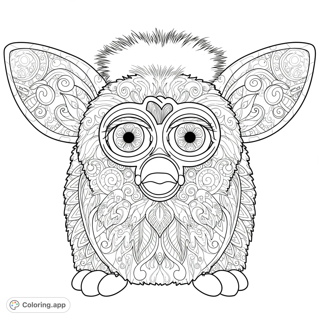 Discover a whimsical creature adorned with intricate mandala patterns, offering a delightful and detailed coloring experience for all ages.