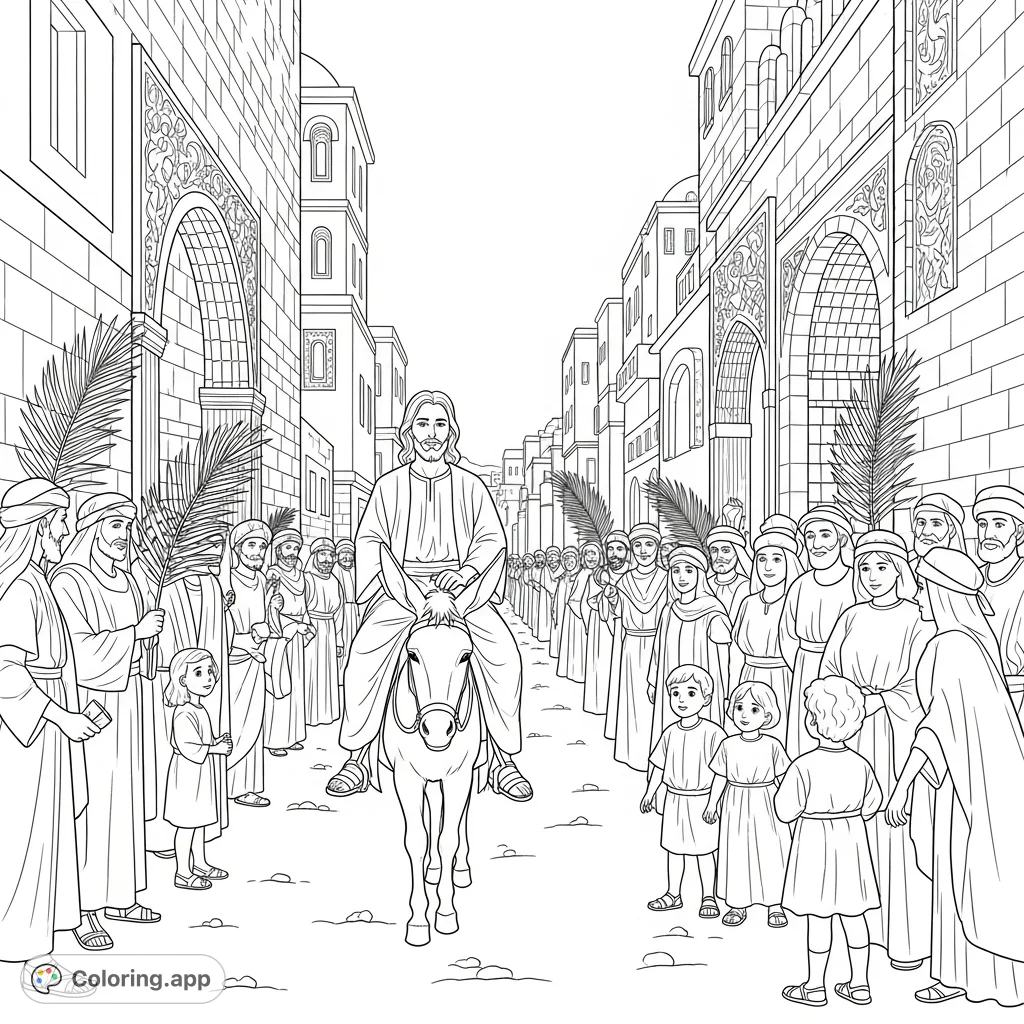 Jesus' Triumphal Entry - Coloring.app