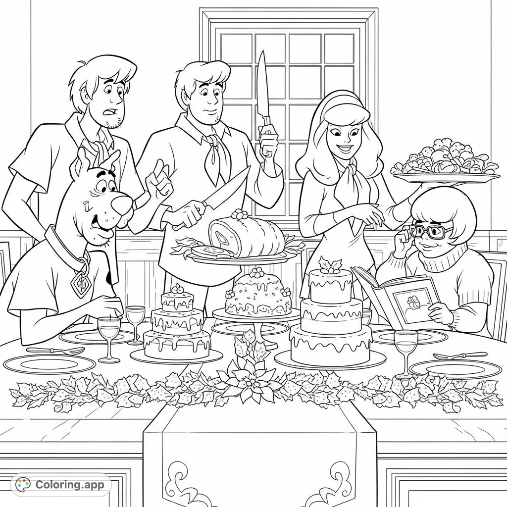 Join the Mystery Inc. gang for a detailed Christmas dinner scene.