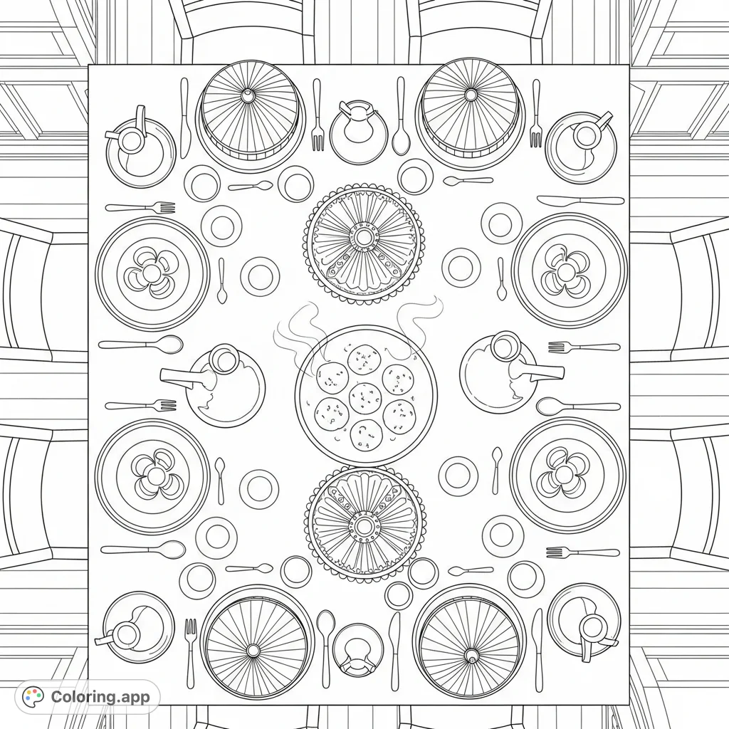Table Setting Coloring Passover Seder Table Setting - Coloring.app