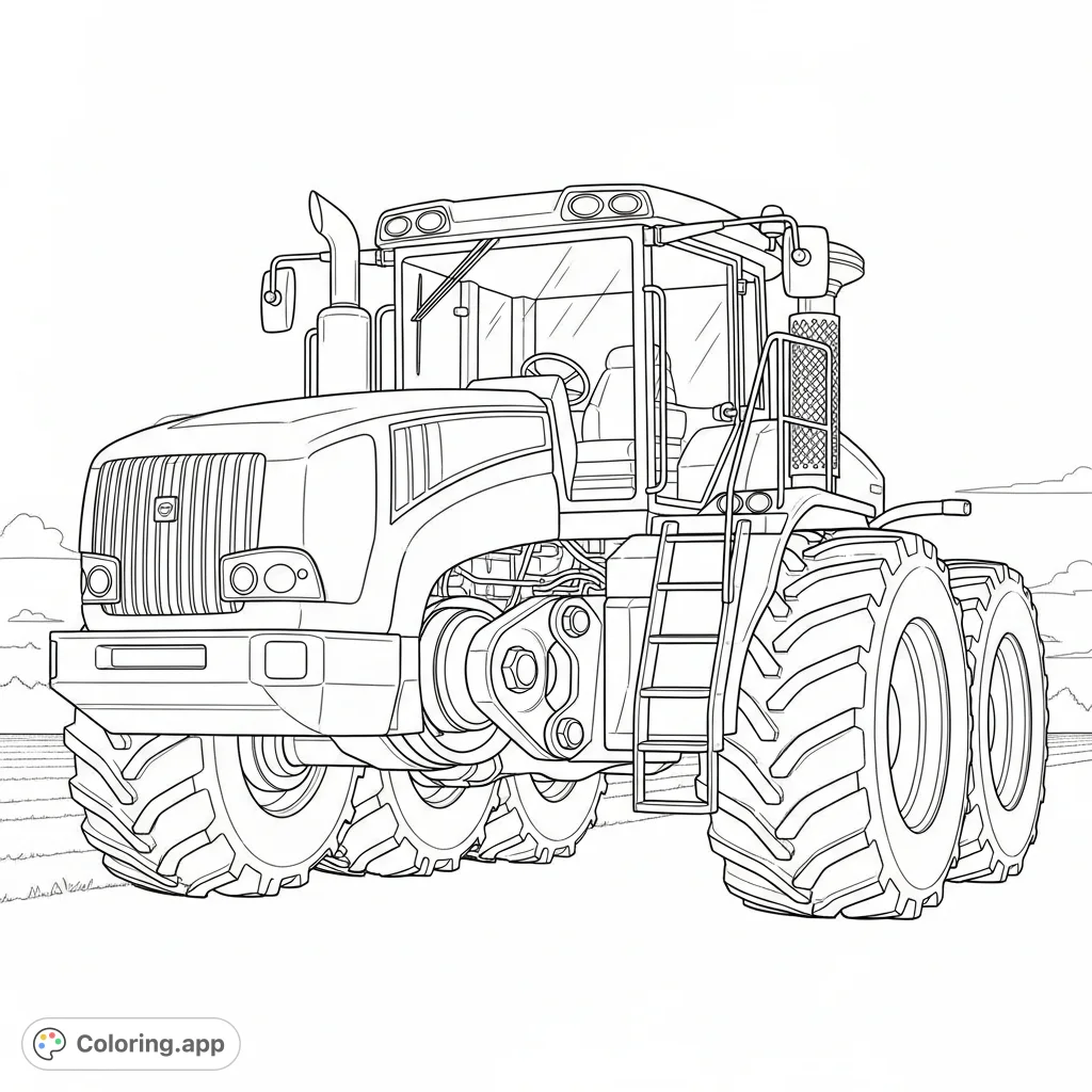 A robust articulated tractor with a prominent hinge joint and bold cab, ready for heavy-duty farm work. Ideal for enthusiasts and kids.