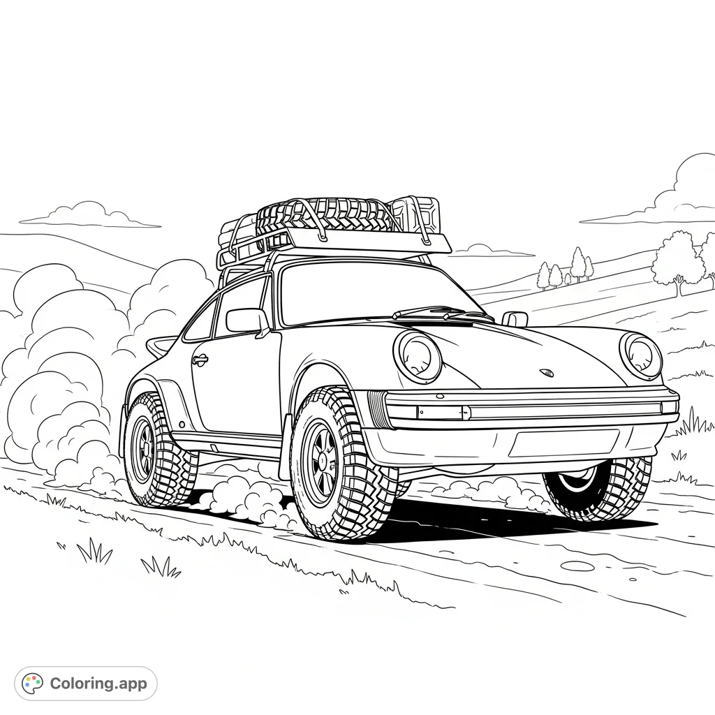 Rally Racing Colouring Rally Porsche 911 on Dirt - Coloring.app