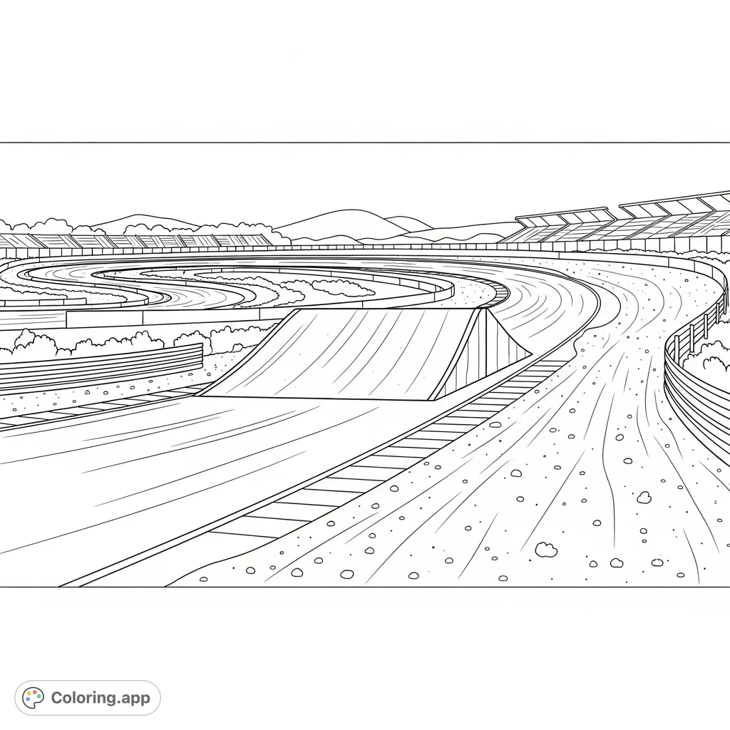 A dynamic rallycross track featuring a prominent jump ramp with distinct dirt and pavement sections, surrounded by track barriers and a subtle background.