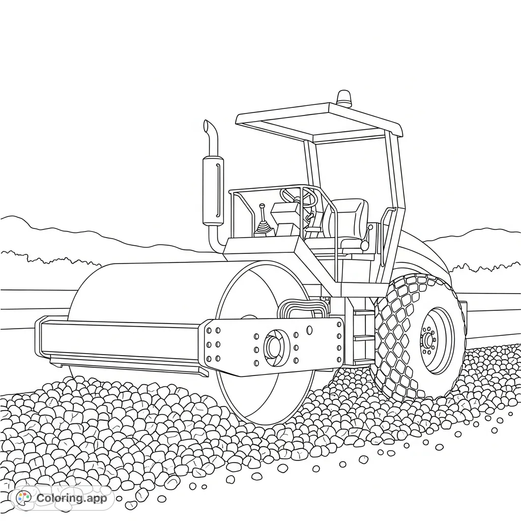 Compactor Coloring Pages Road Roller at Work - Coloring.app