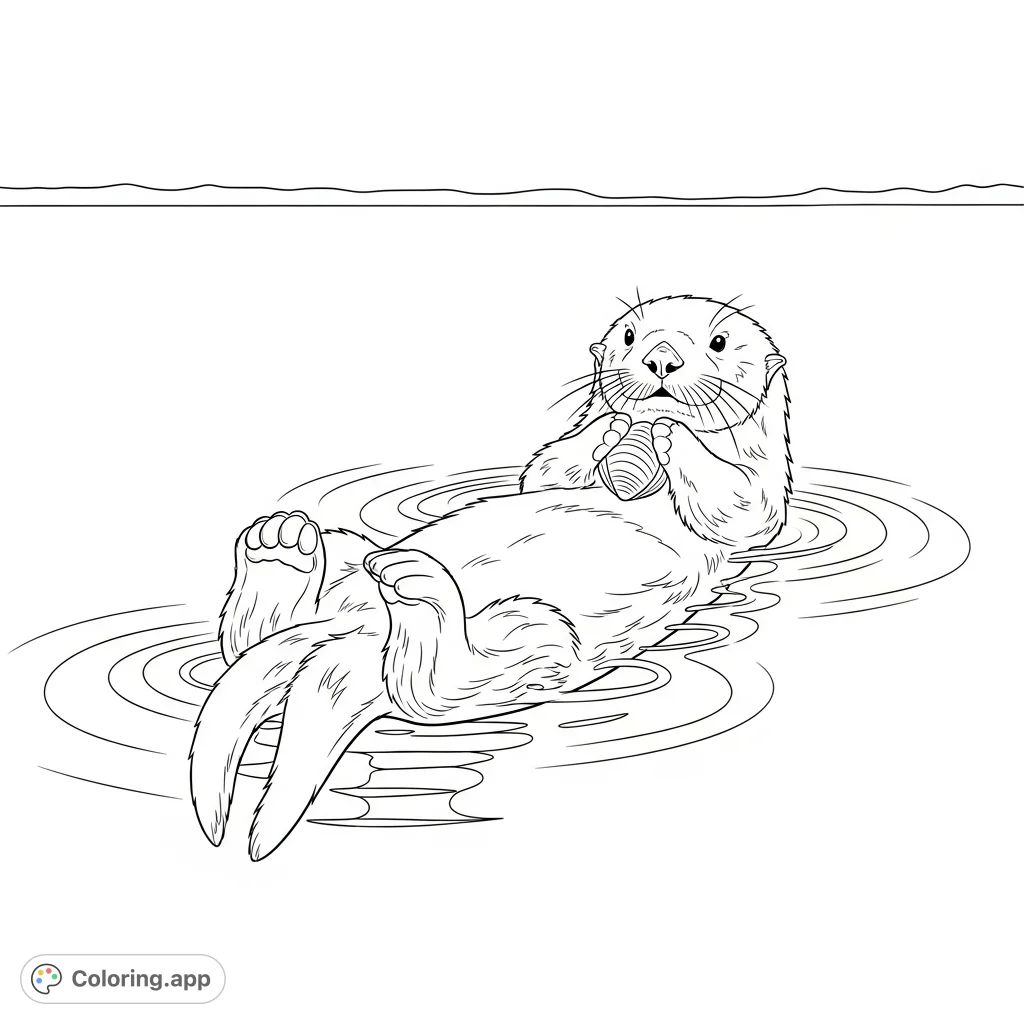 Floating Coloring Sheet Serene Sea Otter Float - Coloring.app