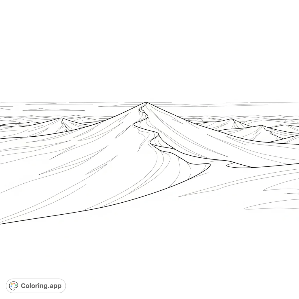 Explore a serene snowy ridge featuring deep drifts and gentle wind patterns. A tranquil winter landscape perfect for subtle shading and texture.