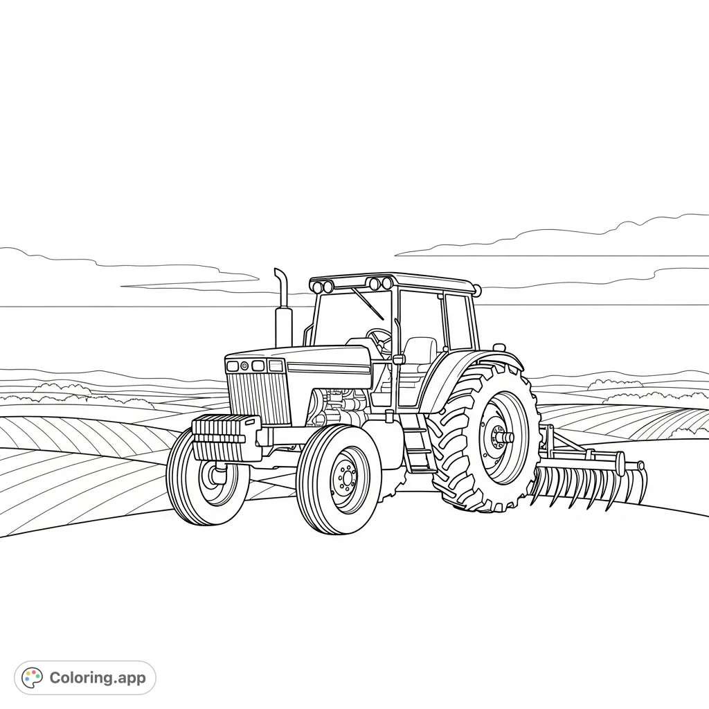 A rugged tractor stands silhouetted against a vast, open sky atop a gentle ridge, perfect for capturing a serene farm sunset scene.