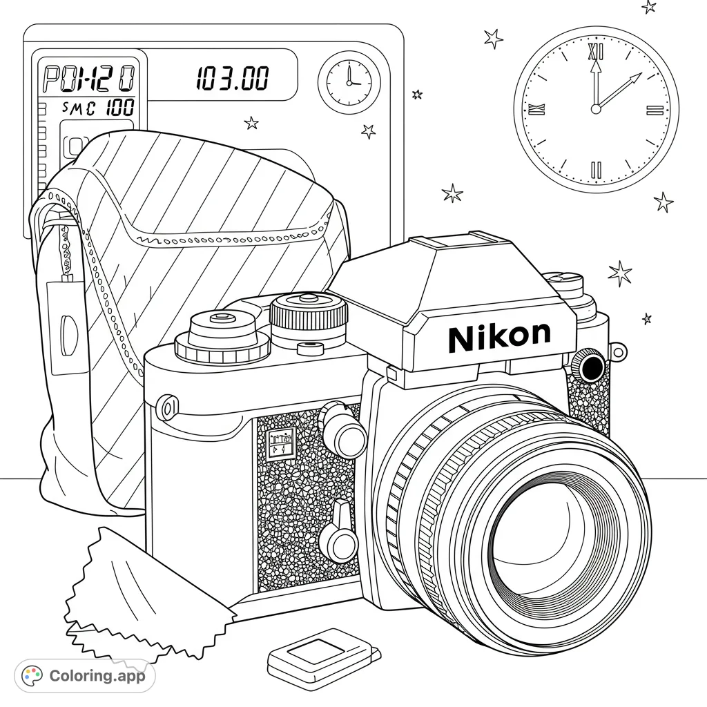 Building Camera Coloring Page Vintage Camera Photography Setup - Coloring.app