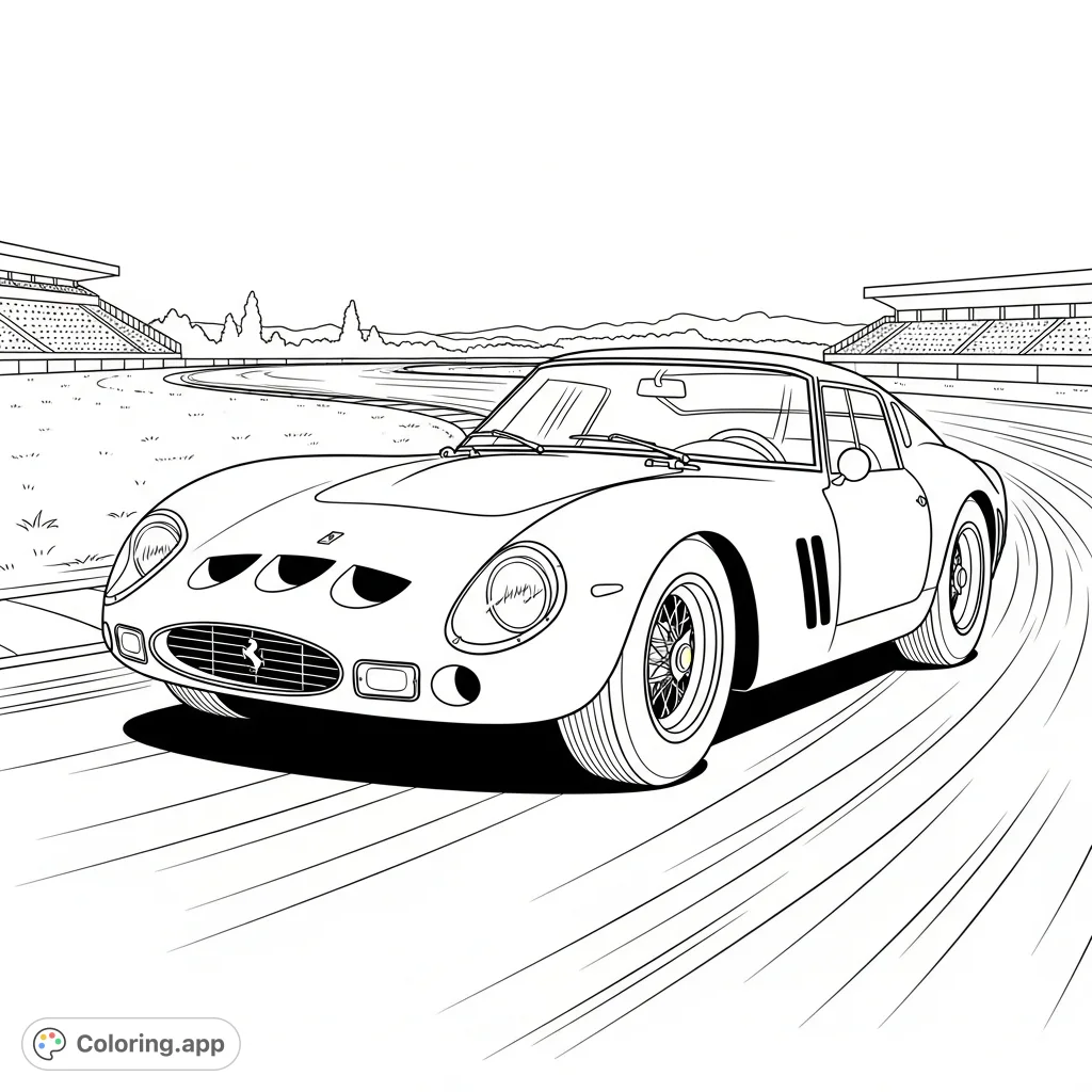 Vintage Race Car on Track - Coloring.app