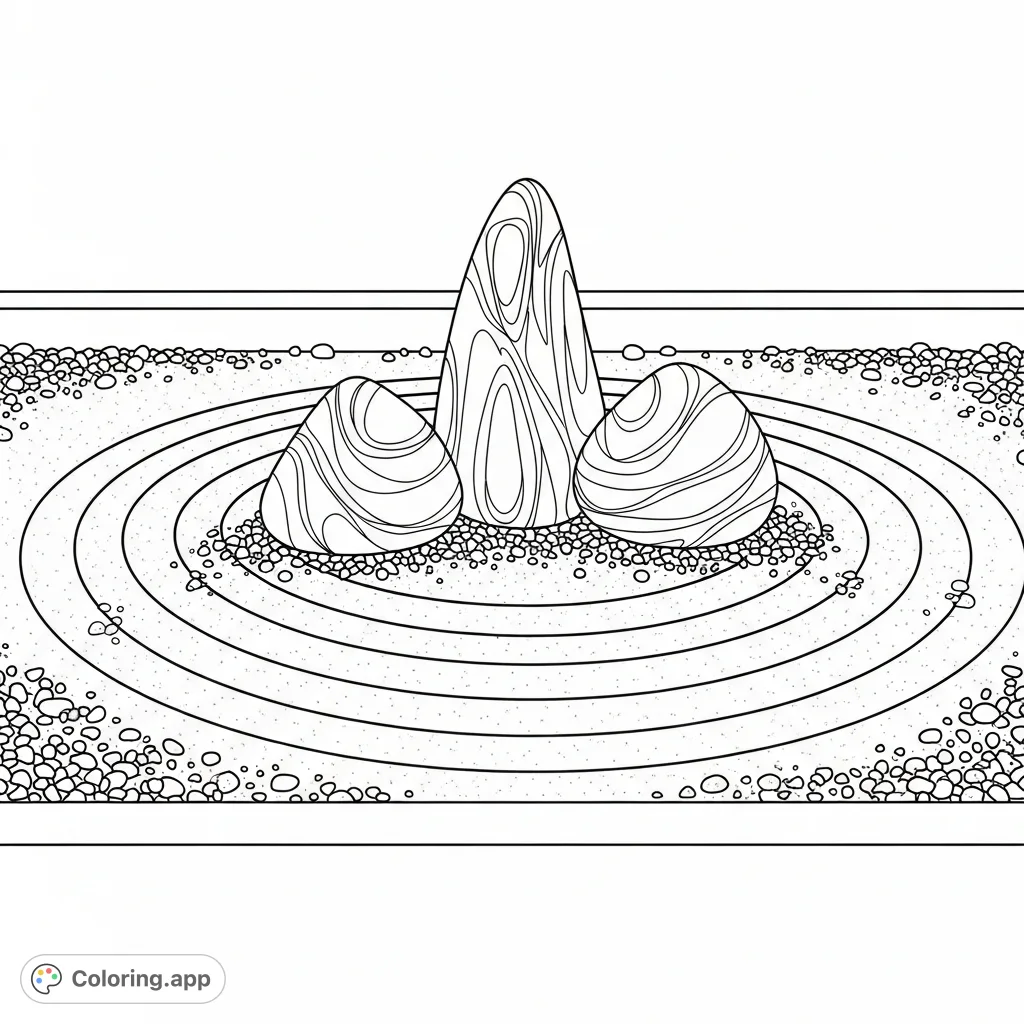 Zen Rocks Coloring Sheets Zen Garden Serenity - Coloring.app