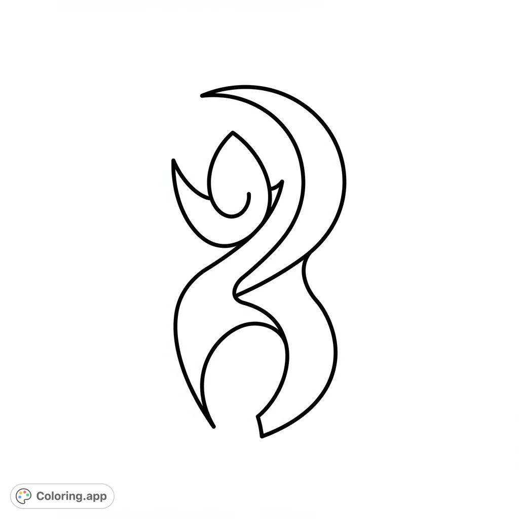 A minimalist abstract organic flow coloring page with smooth, flowing lines and distinct shapes, perfect for creative expression and relaxation.
