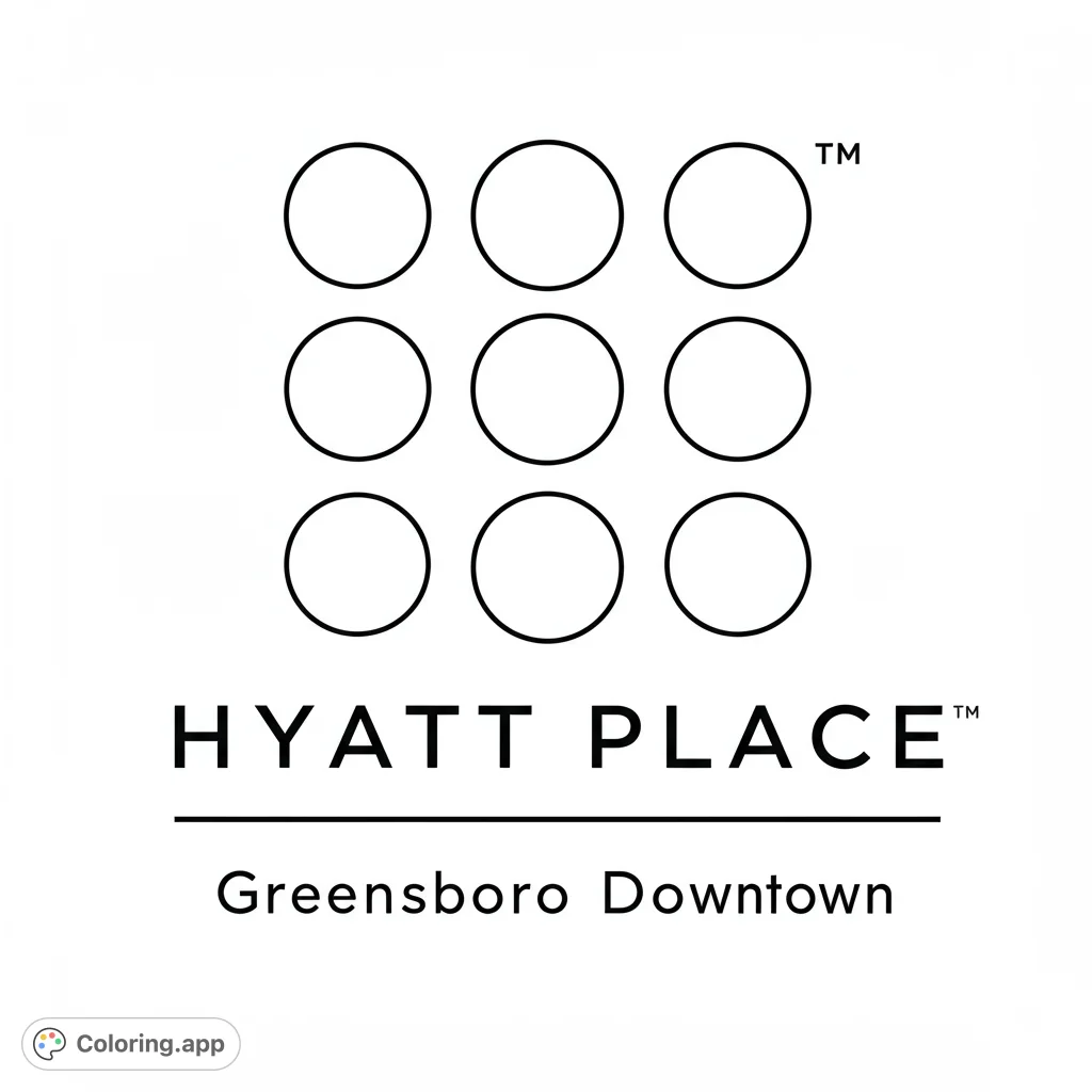 A minimalist geometric design featuring a precise 3x3 grid of nine empty circles, perfect for abstract coloring and creative expression.