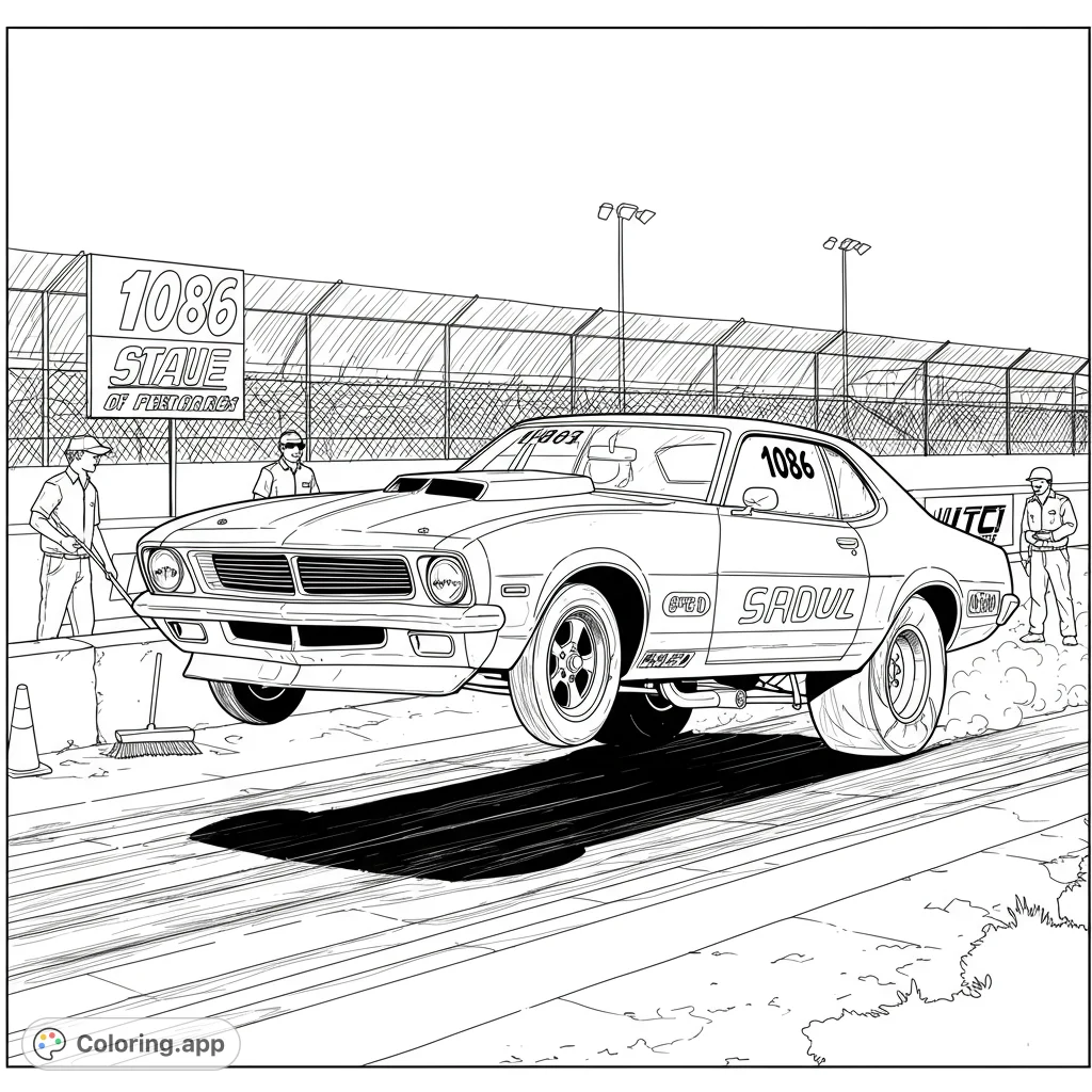 Drag Racing Printable Coloring Classic Drag Race Launch - Coloring.app