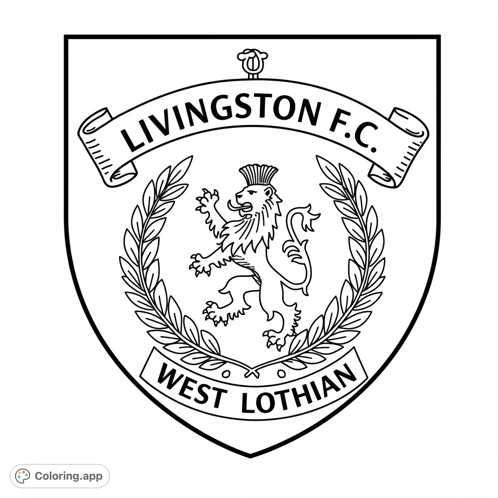 A regal lion rampant within a classic shield, framed by elegant wreaths and blank banners, perfect for detailed coloring.