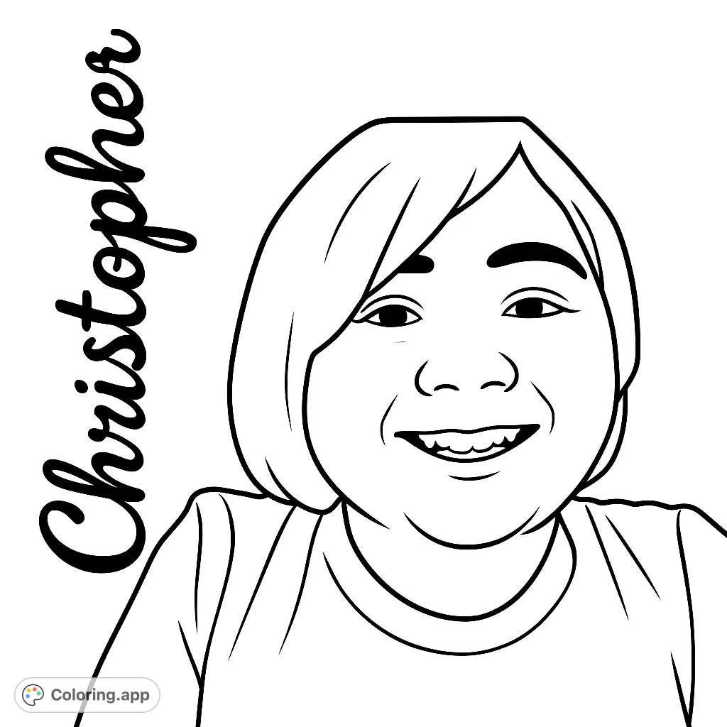 A delightful smiling child portrait, perfect for a personalized coloring experience. This free printable coloring page offers simple lines for joyful creativity.