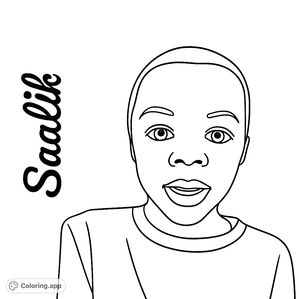 A delightful free printable portrait of a smiling young boy, perfect for kids and adults. This charming boy coloring page offers simple, clear lines for easy coloring fun.