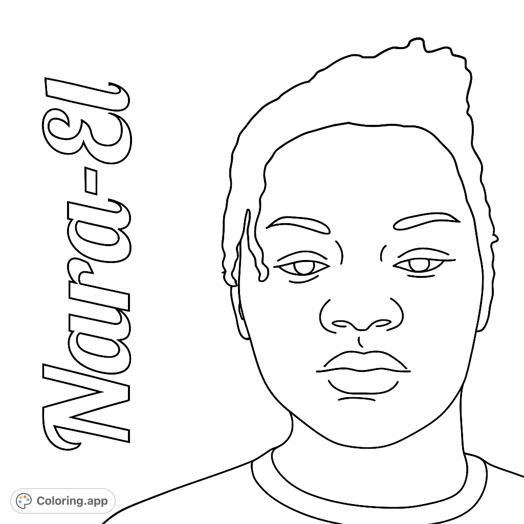 A striking portrait coloring page featuring a person with short, textured hair and a neutral expression, perfect for creative coloring.