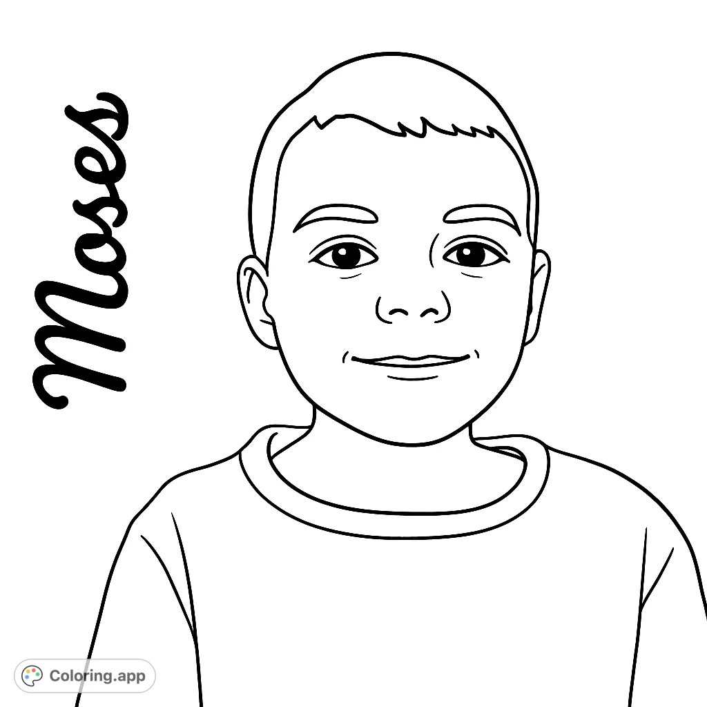 A charming boy portrait coloring page, perfect for young artists. Features a smiling child with clear lines, ideal for easy coloring fun.