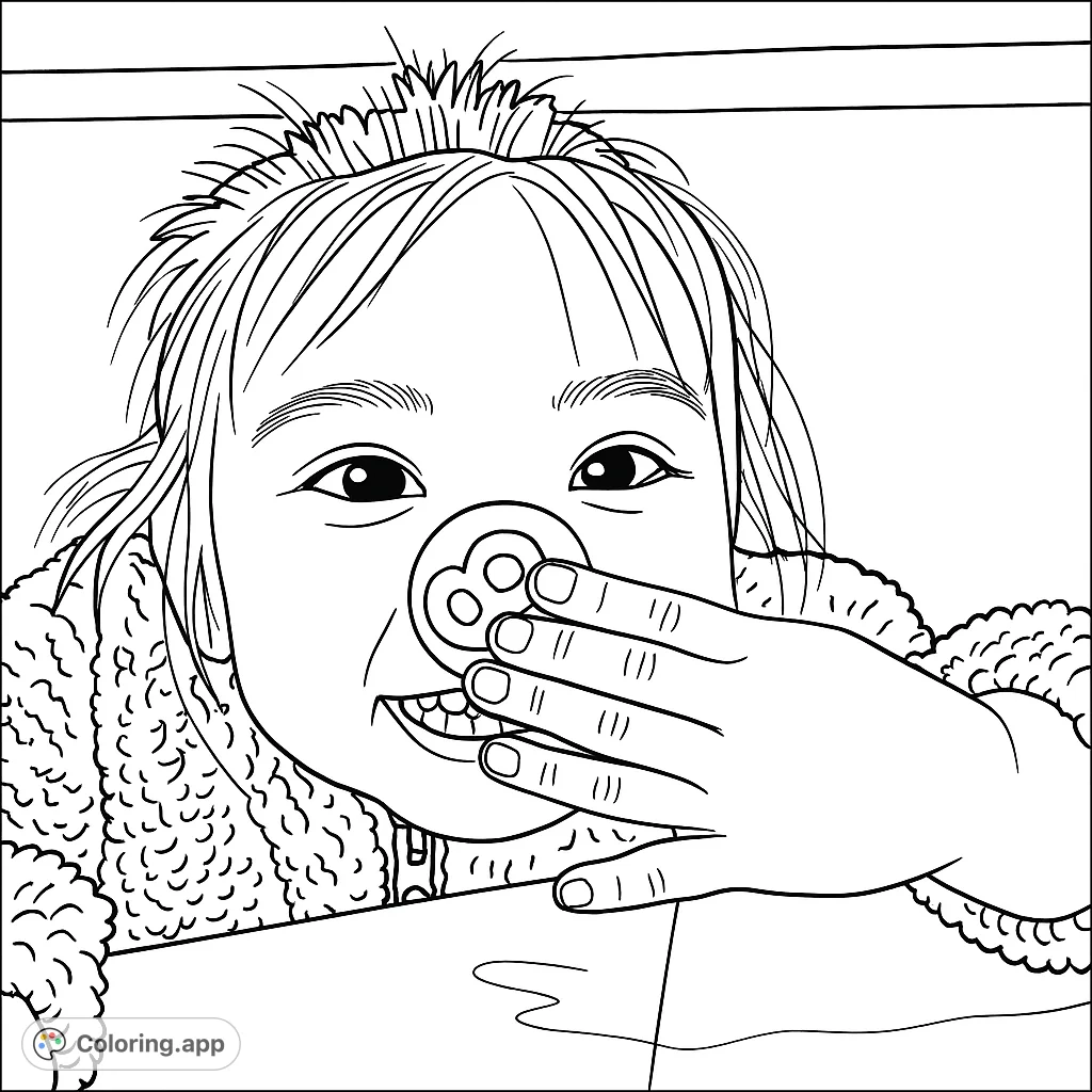 A joyful child with a playful clown nose, ready for vibrant colors. A fun, free printable clown coloring page for kids and adults.