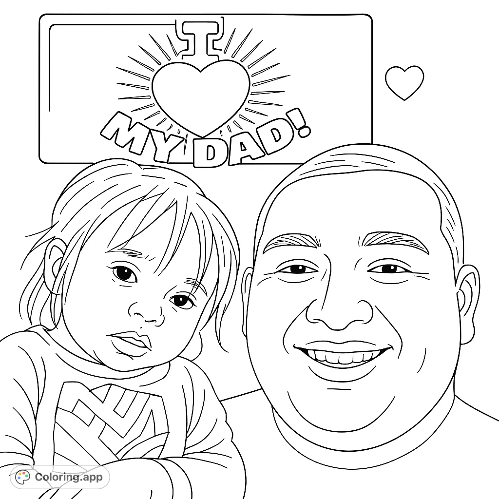 ' sign. A free printable coloring page celebrating family love.
