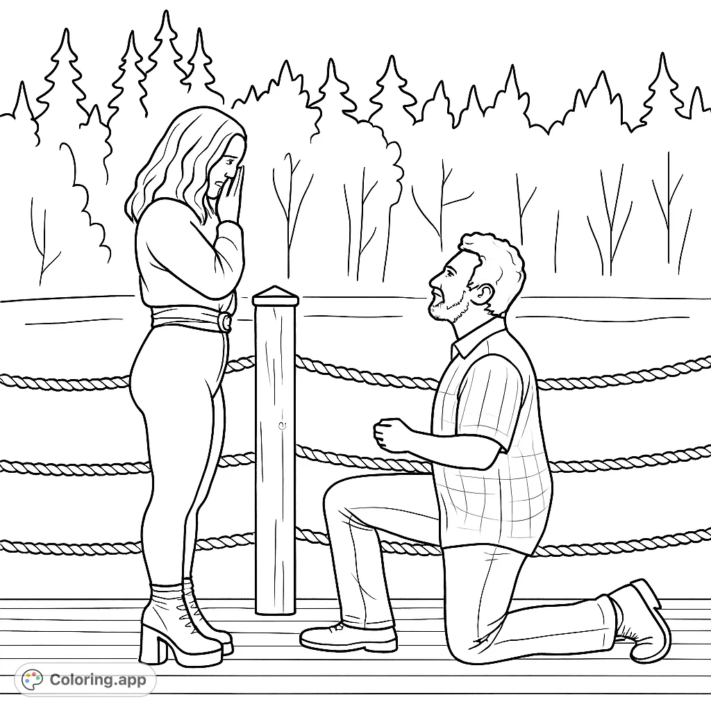 Capture the romance! A man proposes on a dock, creating a heartwarming scene.