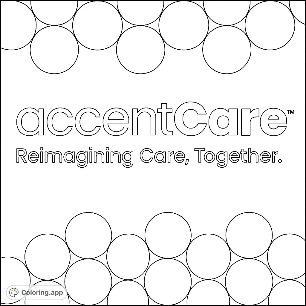AccentCare logo coloring page featuring a modern design with overlapping circles. A fun and relaxing activity for all ages.