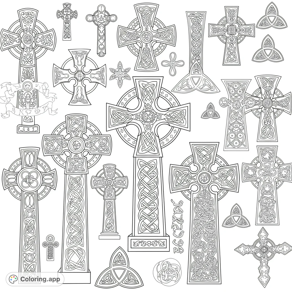Explore a collection of intricate Celtic crosses and knotwork patterns. A detailed free printable Celtic knotwork coloring page for all ages.