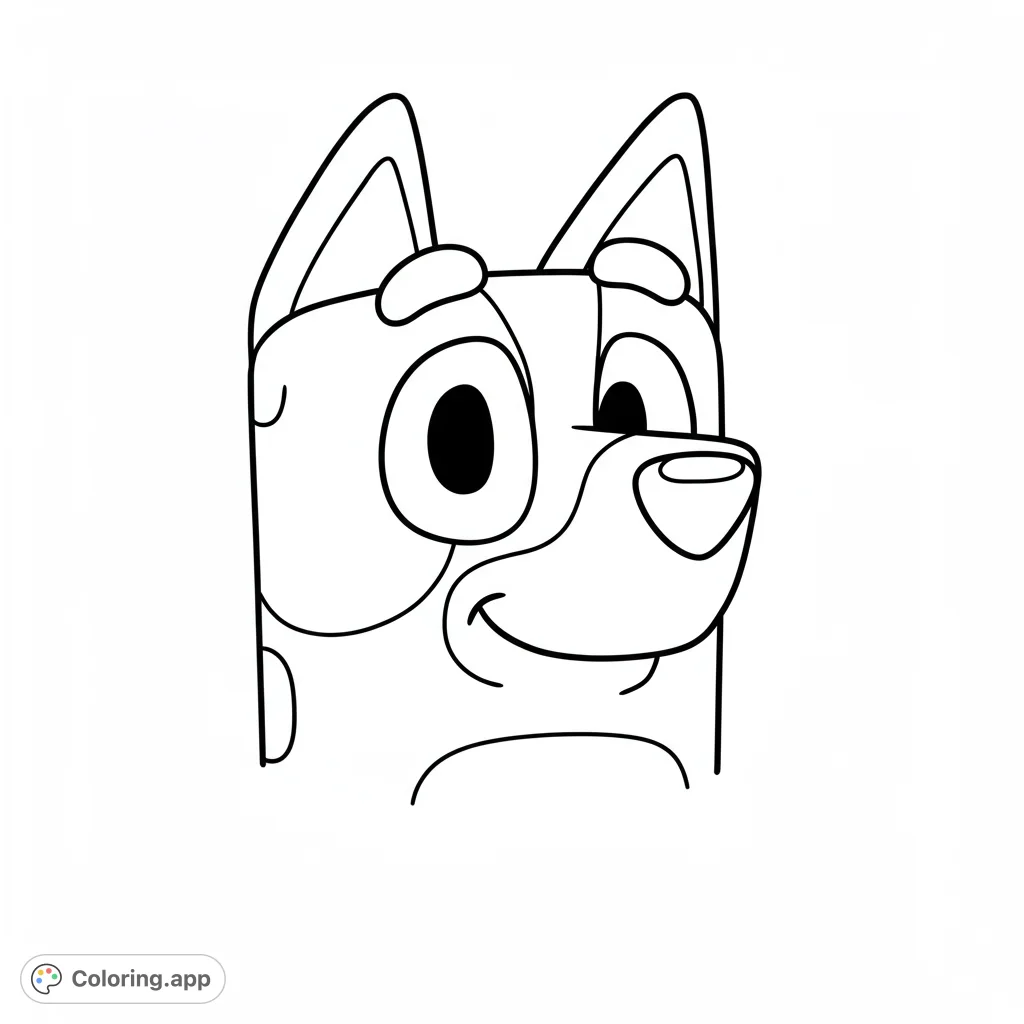 Bluey's friendly face in a simple, clean line drawing. Perfect for young kids!