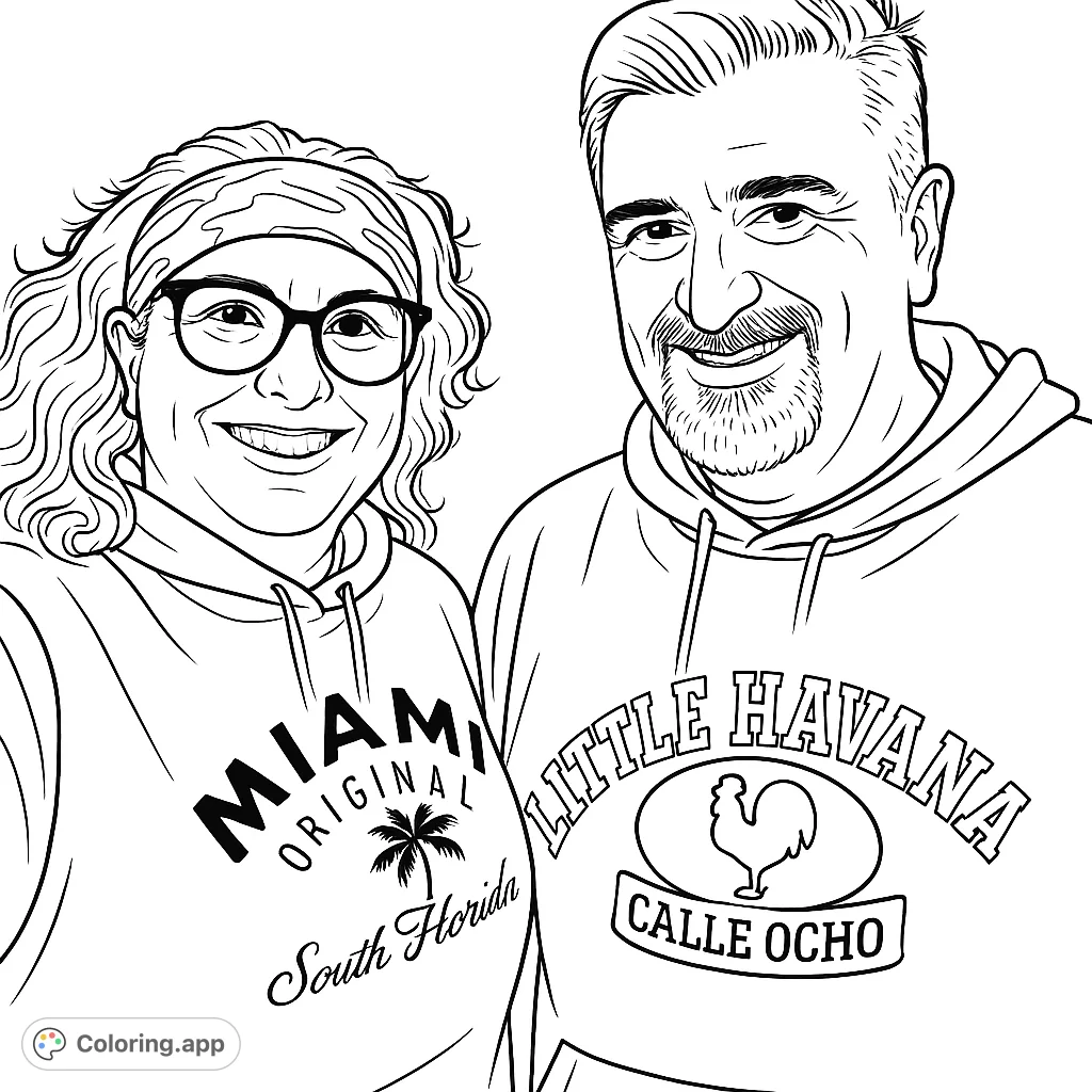 A happy couple in Miami's Little Havana. Features detailed clothing and accessories.