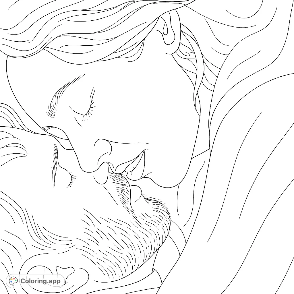 Drifting off to dreamland. A serene coloring page of a person sleeping peacefully.