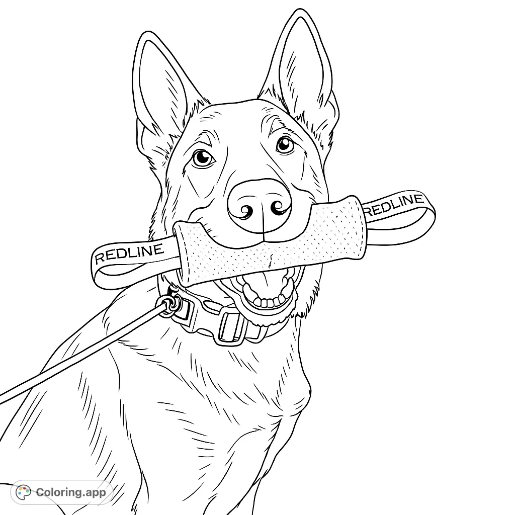 A proud German Shepherd holds its favorite toy, ready for adventure. This free printable dog coloring page is perfect for animal lovers of all ages.