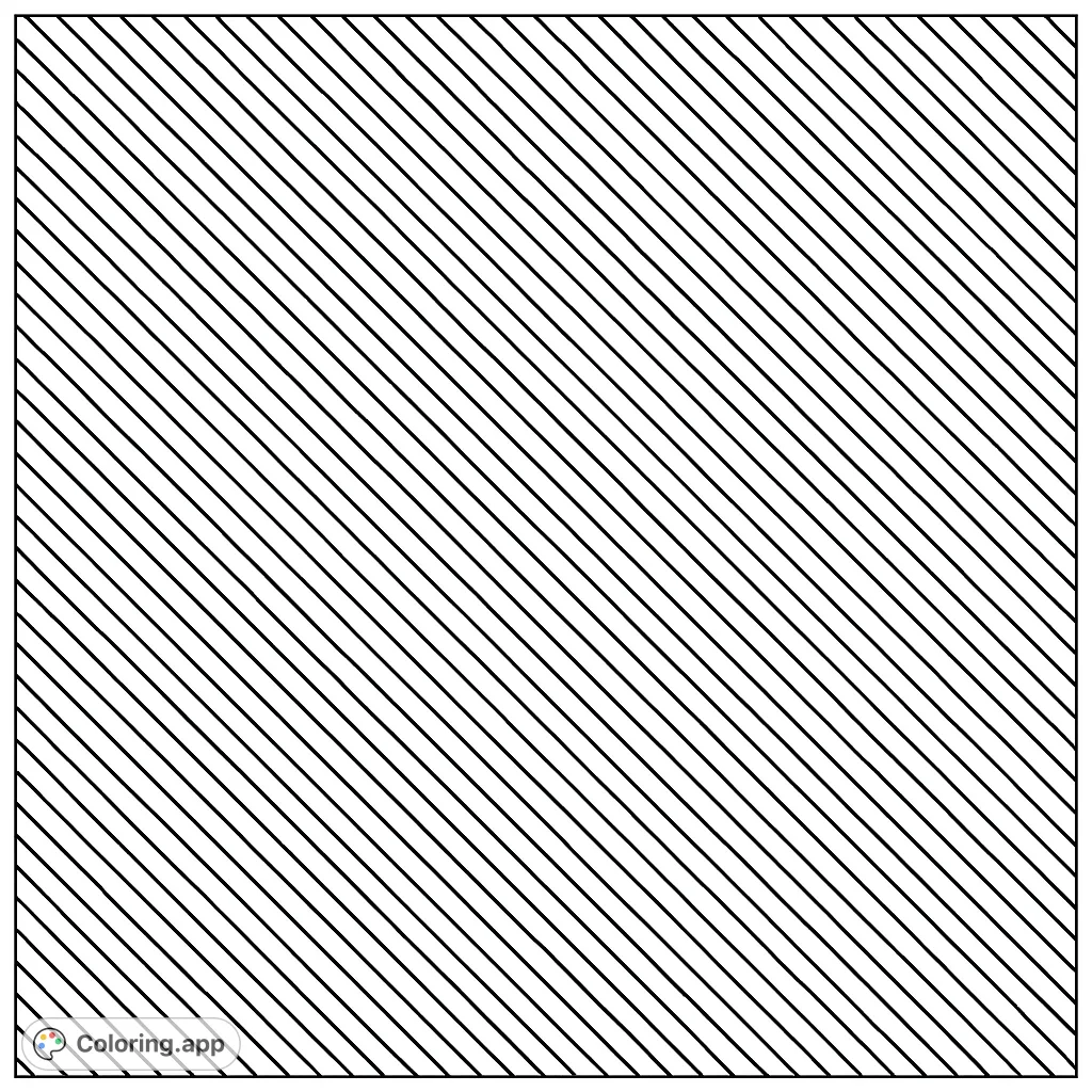 A simple yet captivating geometric pattern coloring page featuring uniform diagonal lines, perfect for relaxation and creative expression.