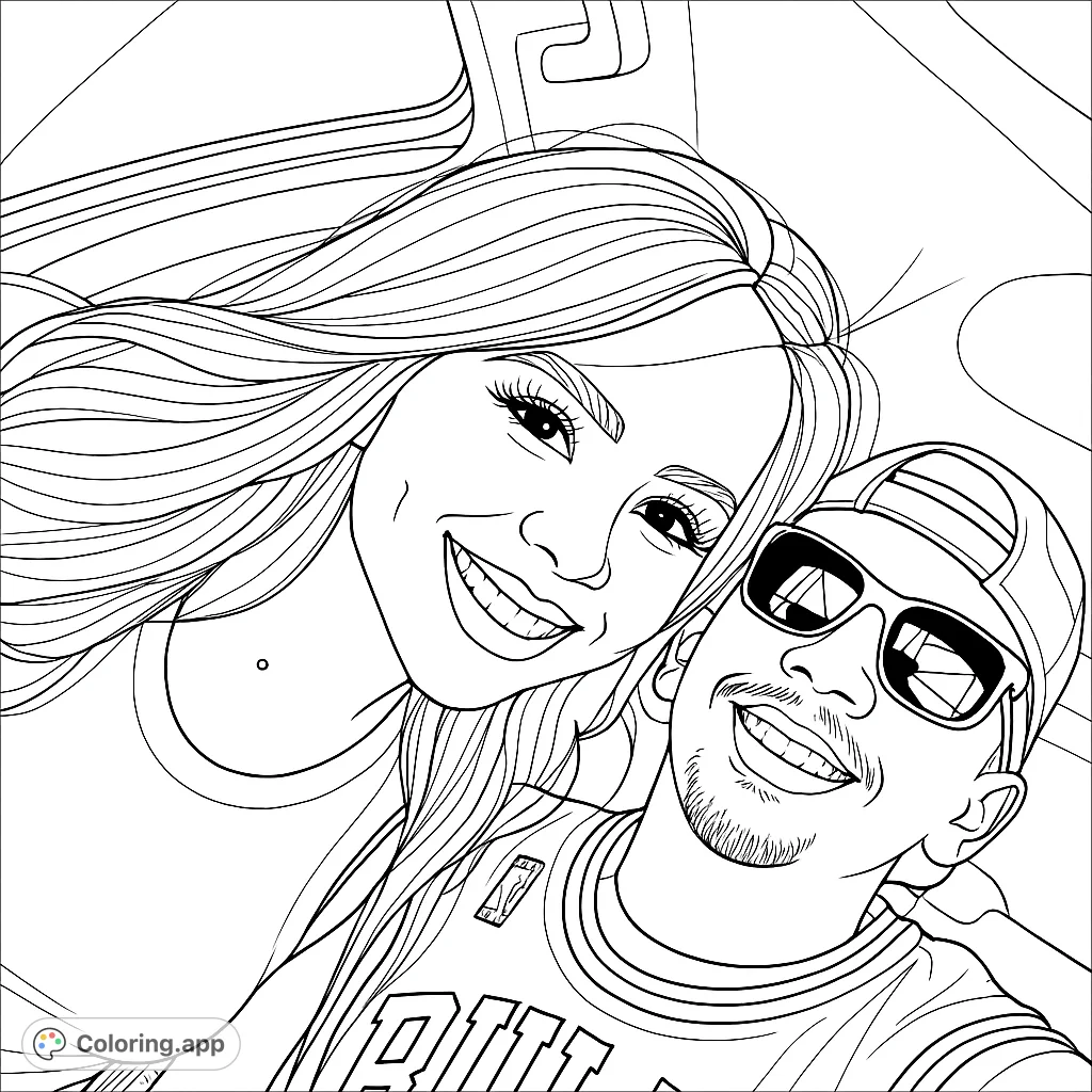 A heartwarming couple portrait coloring page, perfect for celebrating love and connection. Features a smiling man and woman, ready for your creative touch.