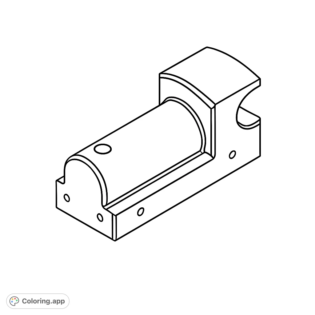 Explore this precise isometric mechanical component coloring page. A free printable design with clean lines, perfect for focus and creativity.