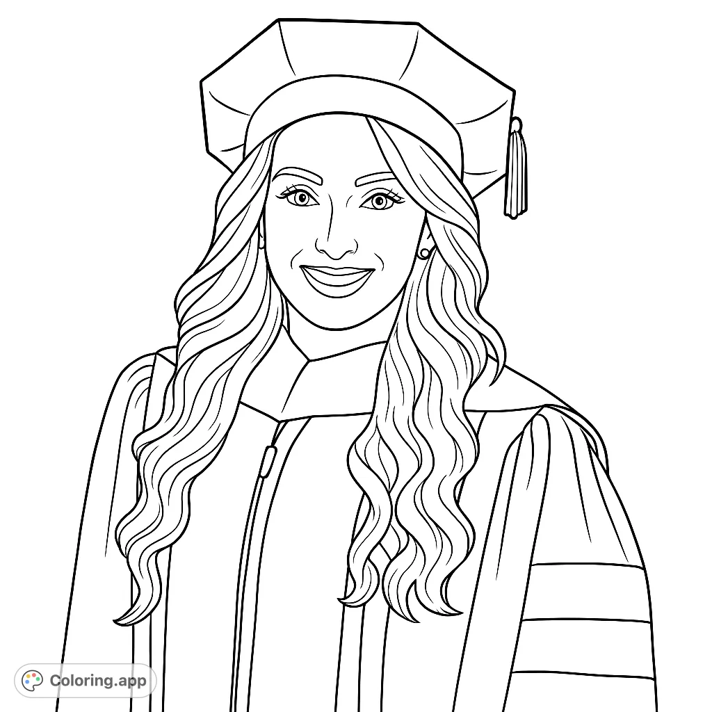 Graduation Draw Color Proud Graduate Portrait - Coloring.app