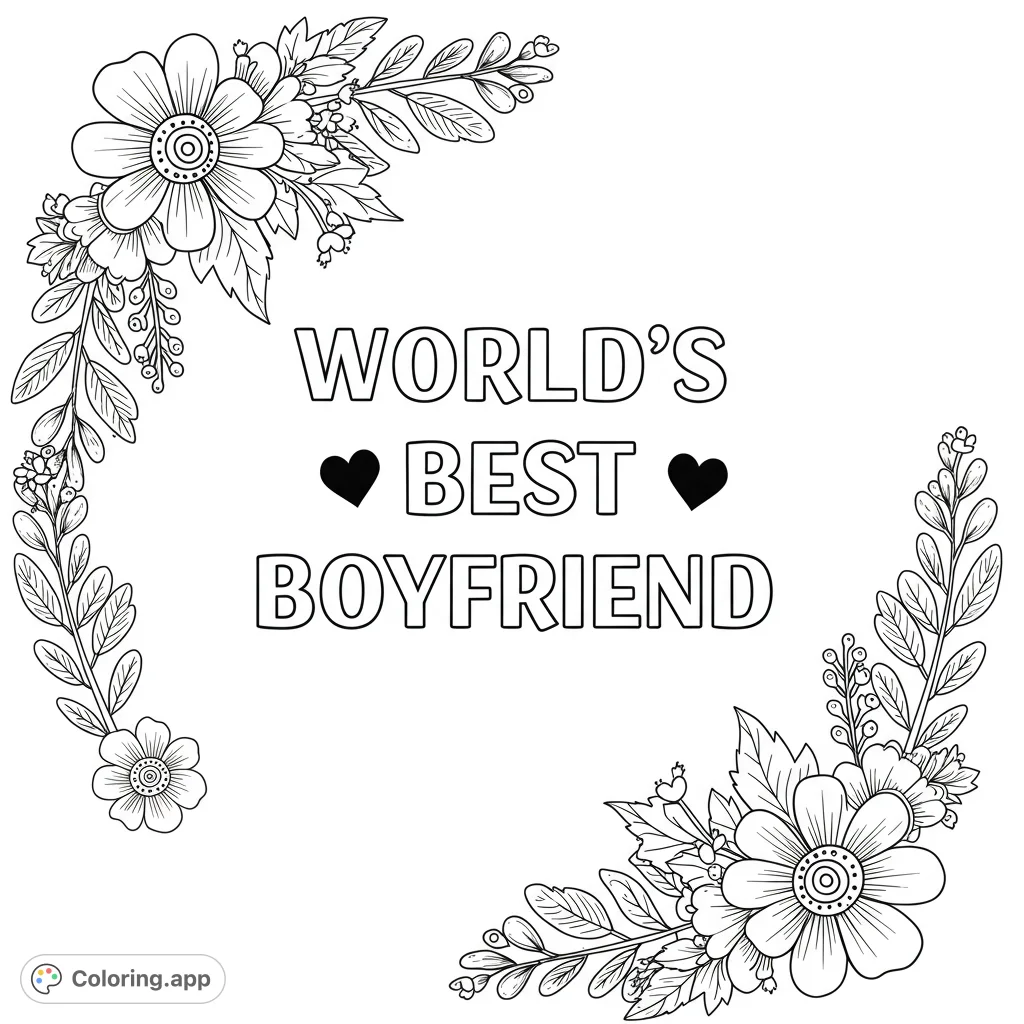 An elegant floral frame coloring page, perfect for adding a personal touch. Features intricate flowers and leaves, a free printable coloring page for all ages.