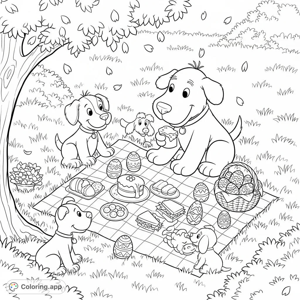 Join Clifford and his friends for a delightful Easter picnic in a charming meadow, complete with a checkered blanket, treats, and decorated eggs.