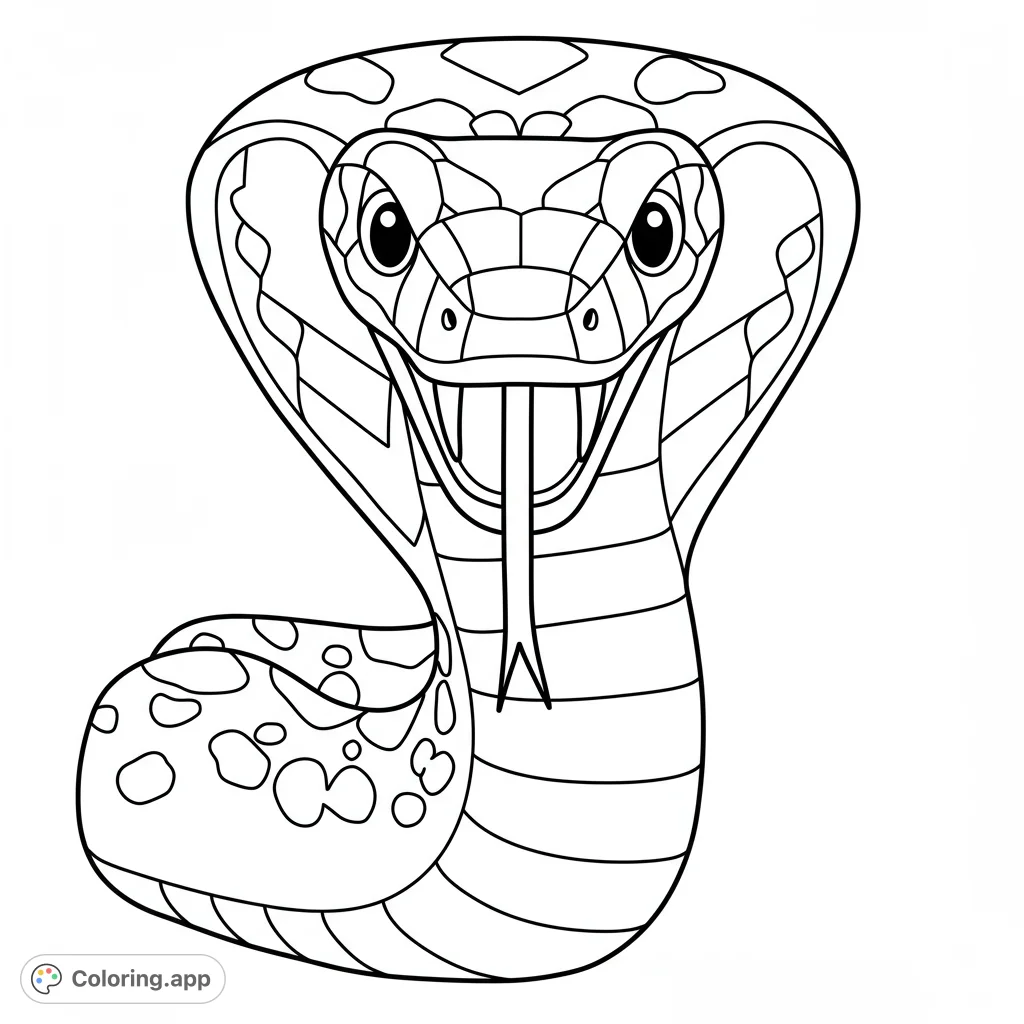 Cute Lego snake with fangs, ready to color! Bold lines and open spaces make this a fun and easy coloring activity for kids.