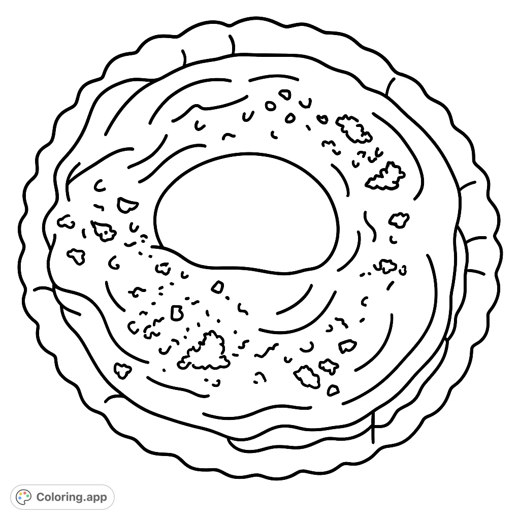 A delightful donut coloring page, perfect for sweet tooths! Features a frosted donut with sprinkles, ready for vibrant colors.