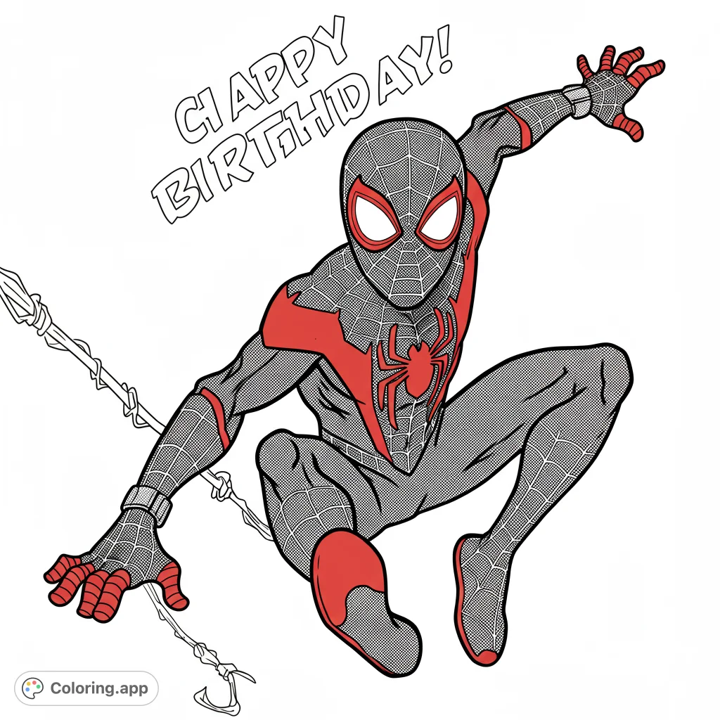A dynamic superhero in a detailed web-patterned suit, poised for action. Perfect for fans of heroic adventures and intricate designs.