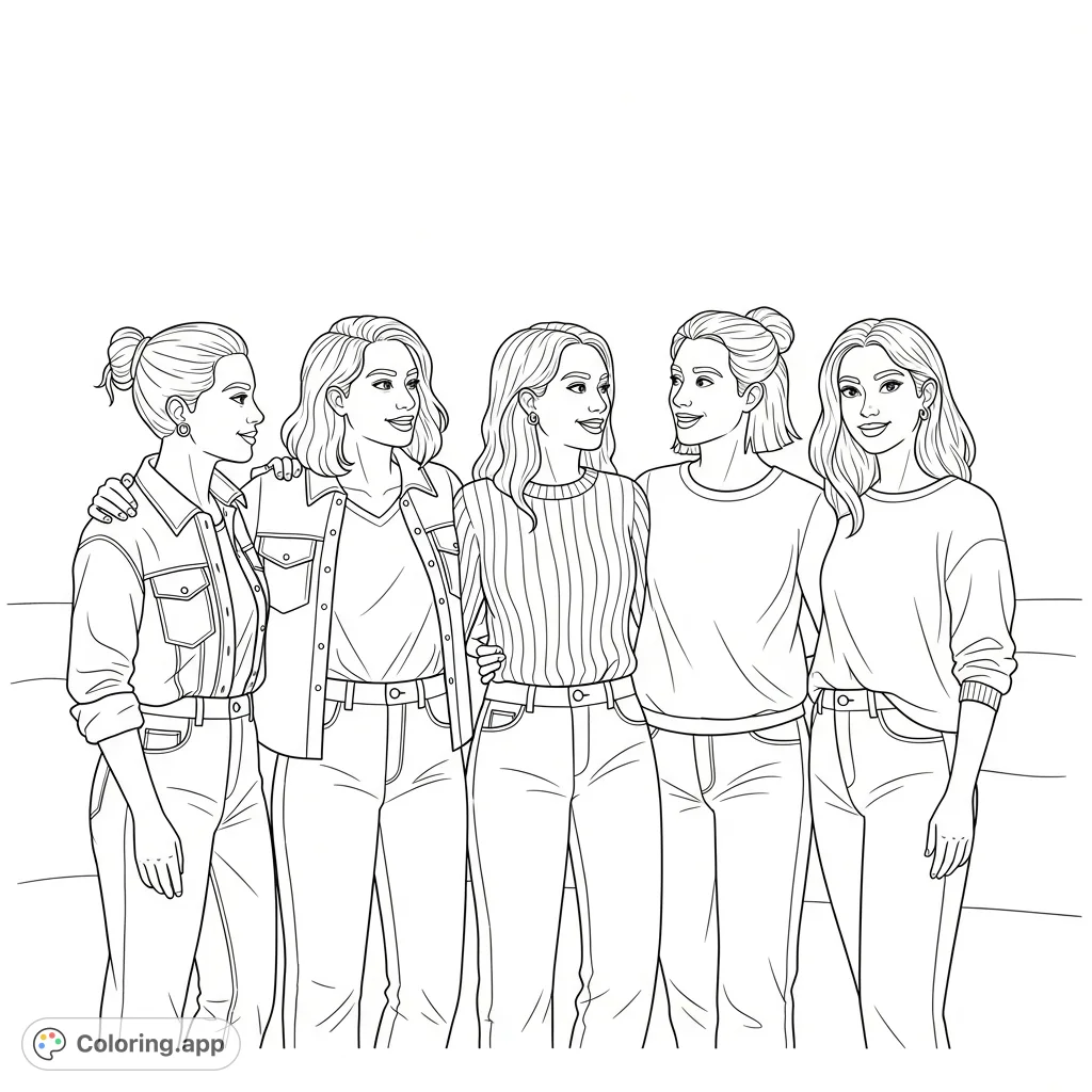 A heartwarming group of diverse friends stands closely, showcasing camaraderie and individual personalities. Perfect for celebrating friendship and creativity.