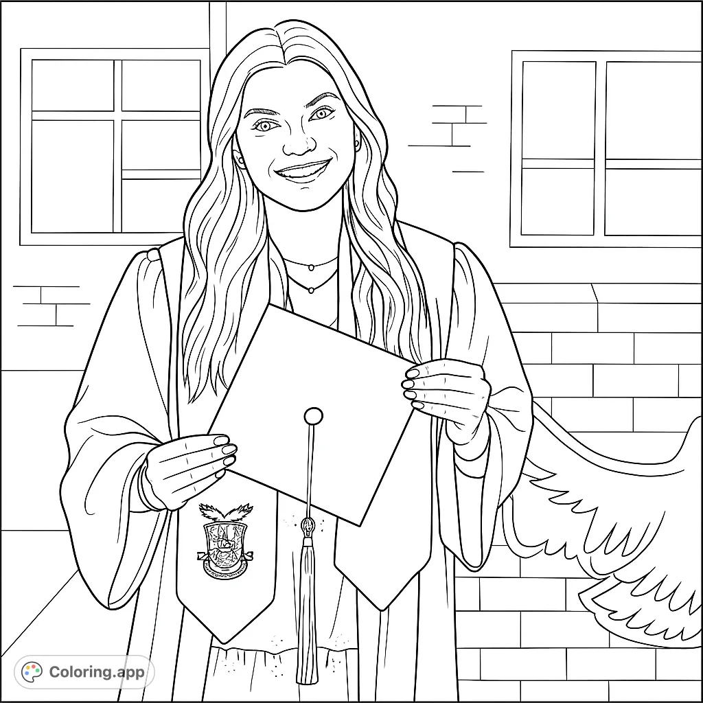 Celebrate success with this graduation coloring page! A smiling graduate in cap and gown, ready for a bright future.